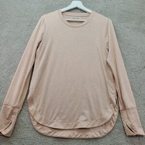 Athleta Uptempo Long Sleeve Top Womens Small Peach Heather Curved Hem Active